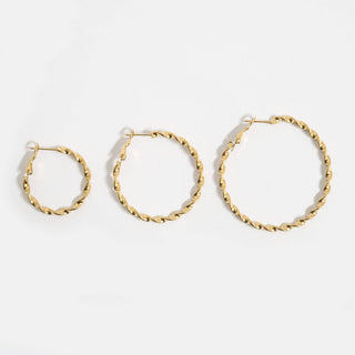 18K Gold Stainless Steel Twist Hoop Earrings