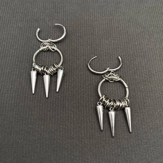 Silver Tone Spike Fringe Huggie Earrings