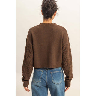 Cassidy Cropped Cable Knit Sweater