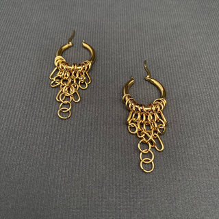 Chain Fringe 18K Gold Plated S.Steel Hoop Earrings - FGS - Rise and Redemption