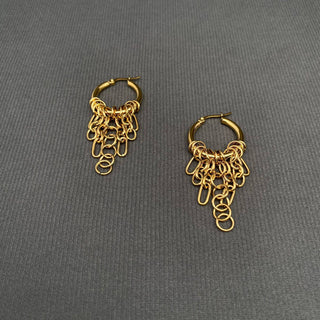 Chain Fringe 18K Gold Plated S.Steel Hoop Earrings - FGS - Rise and Redemption