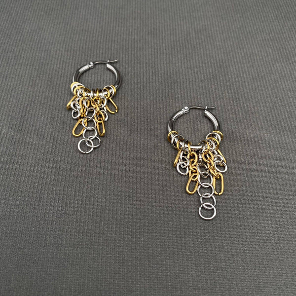 Chain Fringe 18K Gold Plated S.Steel Hoop Earrings - FGS - Rise and Redemption