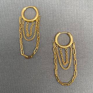 Chain Fringe 18K Gold Plated S.Steel Huggie Earrings - Rise and Redemption