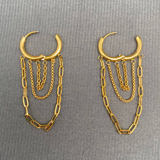 Chain Fringe 18K Gold Plated S.Steel Huggie Earrings - Rise and Redemption