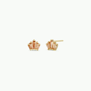 Champagne Baguette Crown Earrings - 18k Gold Plated - Rise and Redemption