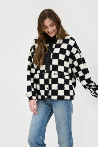 Checker Snap Button Fleece Jacket - Rise and Redemption