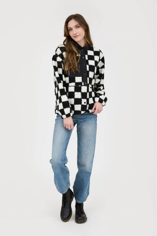 Checker Snap Button Fleece Jacket - Rise and Redemption