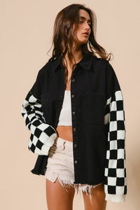 Checkered Sweater Contrast Shacket - Rise and Redemption