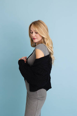 Chunky Cable Knit Button - Up Cropped Cardigan 🧥 - Rise and Redemption