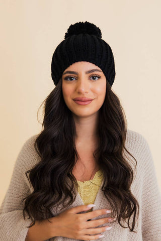 Chunky Cable Knit Pom Beanie - Rise and Redemption