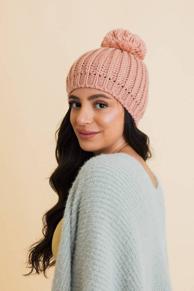 Chunky Cable Knit Pom Beanie - Rise and Redemption