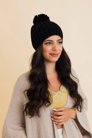 Chunky Cable Knit Pom Beanie - Rise and Redemption