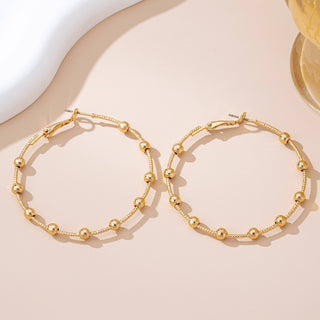 Classic Gold Ball Beaded Station Hoop Earrings | 80E61576 - Rise and Redemption