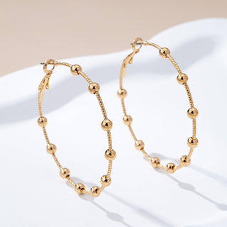 Classic Gold Ball Beaded Station Hoop Earrings | 80E61576 - Rise and Redemption