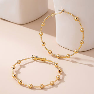 Classic Gold Ball Beaded Station Hoop Earrings | 80E61576 - Rise and Redemption