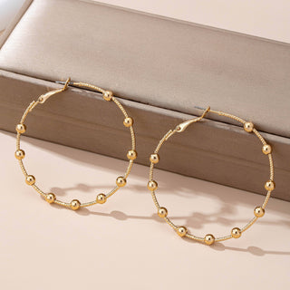 Classic Gold Ball Beaded Station Hoop Earrings | 80E61576 - Rise and Redemption