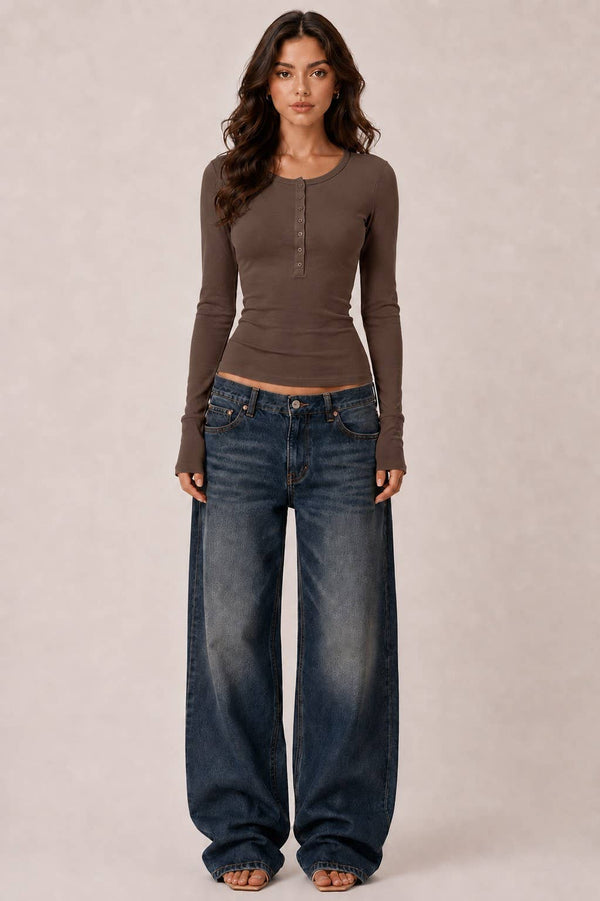 Classic Long Sleeve Henley Layering Top - Rise and Redemption