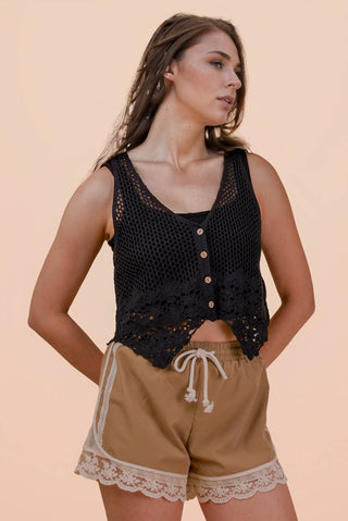 Coachella Detail Crochet Knit Boho Vest - Rise and Redemption