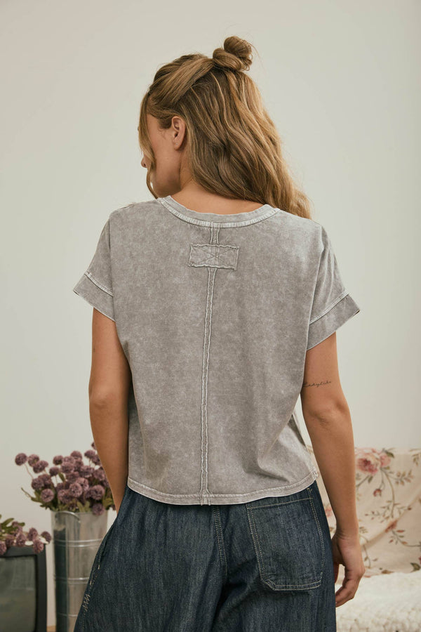 Coal Mineral Cuffed Top - Rise and Redemption