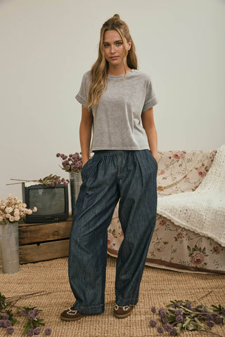 Coal Mineral Cuffed Top - Rise and Redemption