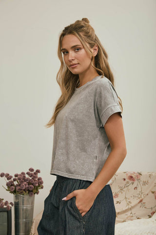 Coal Mineral Cuffed Top - Rise and Redemption