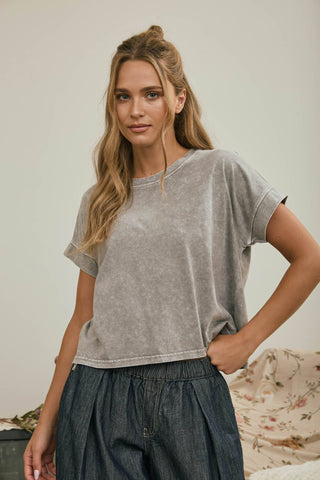 Coal Mineral Cuffed Top - Rise and Redemption