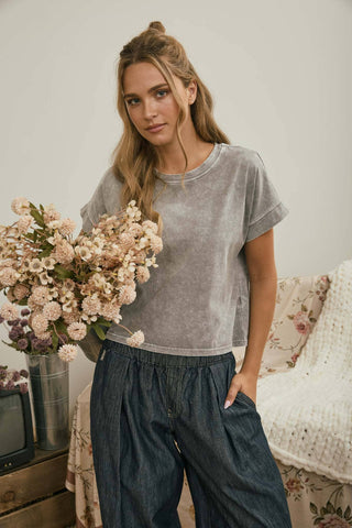Coal Mineral Cuffed Top - Rise and Redemption