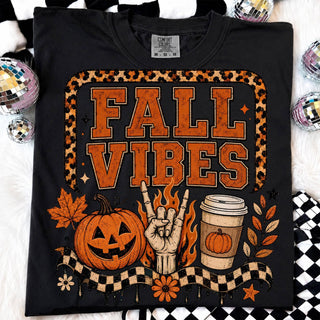 Comfort Colors Fall Vibes Shirt, Pumpkin Coffee T-Shirt - Rise and Redemption