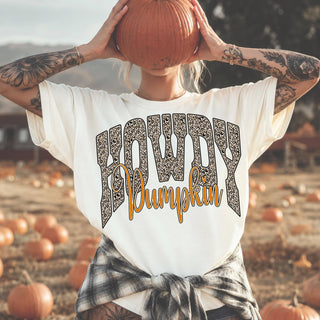 Comfort Colors Howdy Pumpkin Tee, Leopard Fall Cowgirl Shirt - Rise and Redemption
