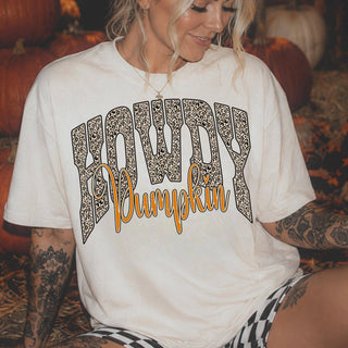 Comfort Colors Howdy Pumpkin Tee, Leopard Fall Cowgirl Shirt - Rise and Redemption