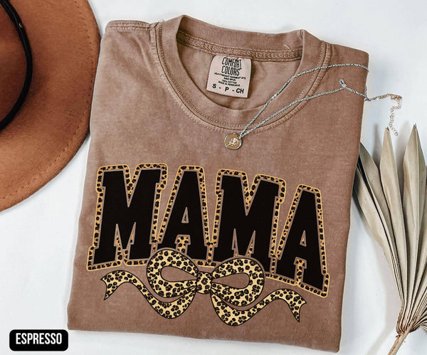 Comfort Colors Leopard Coquette Bow Mama Shirt Mothers Day - Rise and Redemption