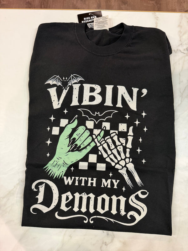 Comfort Colors Vibin With My Demons Tee - Rise and Redemption