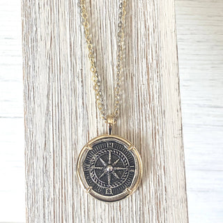 Compass coin necklace travel souvenir non tarnishing jewelry - Rise and Redemption