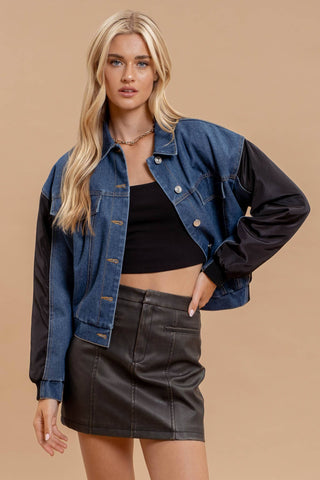 CONTRAST DROP SHOULDER DENIM JACKET - Rise and Redemption