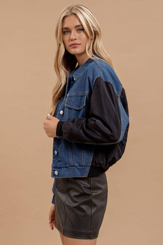 CONTRAST DROP SHOULDER DENIM JACKET - Rise and Redemption