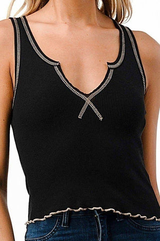 Contrast thread thermal tank top - Rise and Redemption