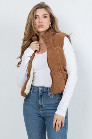 Corduroy Puffer Vest - Rise and Redemption