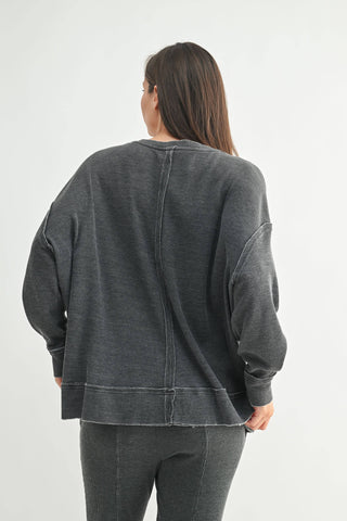 Cotton Blend Waffle Knit Oversized Long Sleeve - Rise and Redemption
