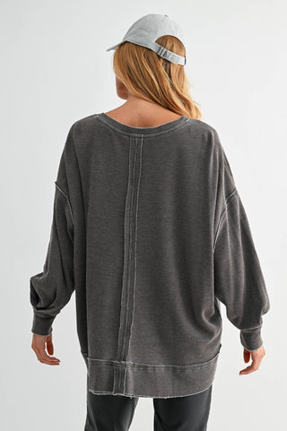 Cotton Blend Waffle Knit Oversized Long Sleeve - Rise and Redemption