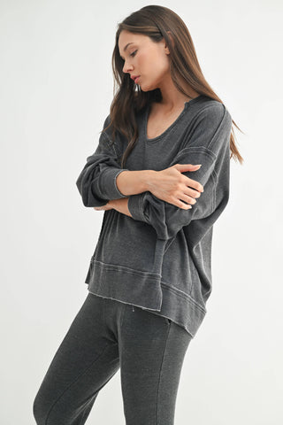Cotton Blend Waffle Knit Oversized Long Sleeve - Rise and Redemption
