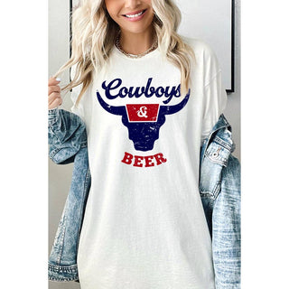 Cowboys & Beer Graphic Heavyweight T Shirts - Rise and Redemption
