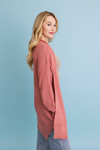 Cozy Open-Front Waffle Knit Long Cardigan - Rise and Redemption