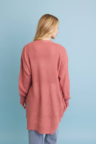 Cozy Open-Front Waffle Knit Long Cardigan - Rise and Redemption