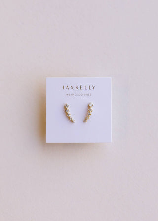 Crawler - White CZ - Gold Earrings - Rise and Redemption