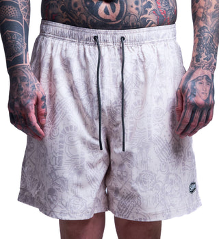Creeping Death Ewaist Boardshort Off - White - Rise and Redemption