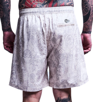 Creeping Death Ewaist Boardshort Off - White - Rise and Redemption