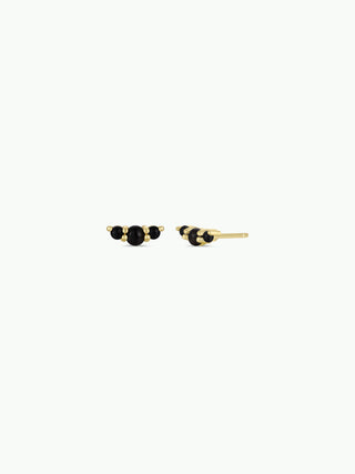 Crescent Gold Earrings - Black Tourmaline - Rise and Redemption