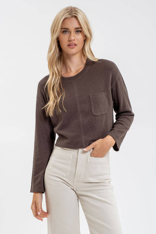 CREWNECK LONG SLEEVE RIBBED KNIT TOP - Rise and Redemption