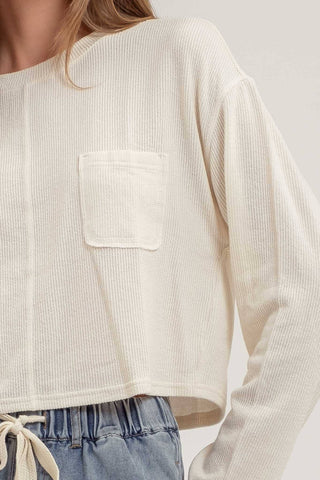 CREWNECK LONG SLEEVE RIBBED KNIT TOP - Rise and Redemption