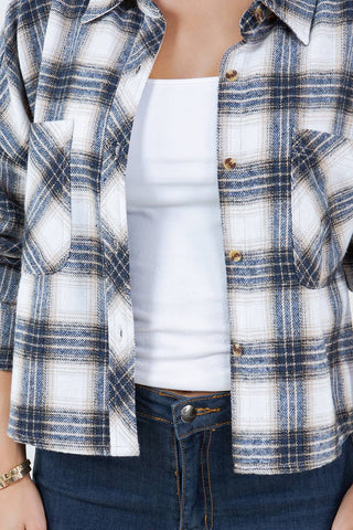 Cropped Boxy Long Sleeve Plaid Shirt - Rise and Redemption